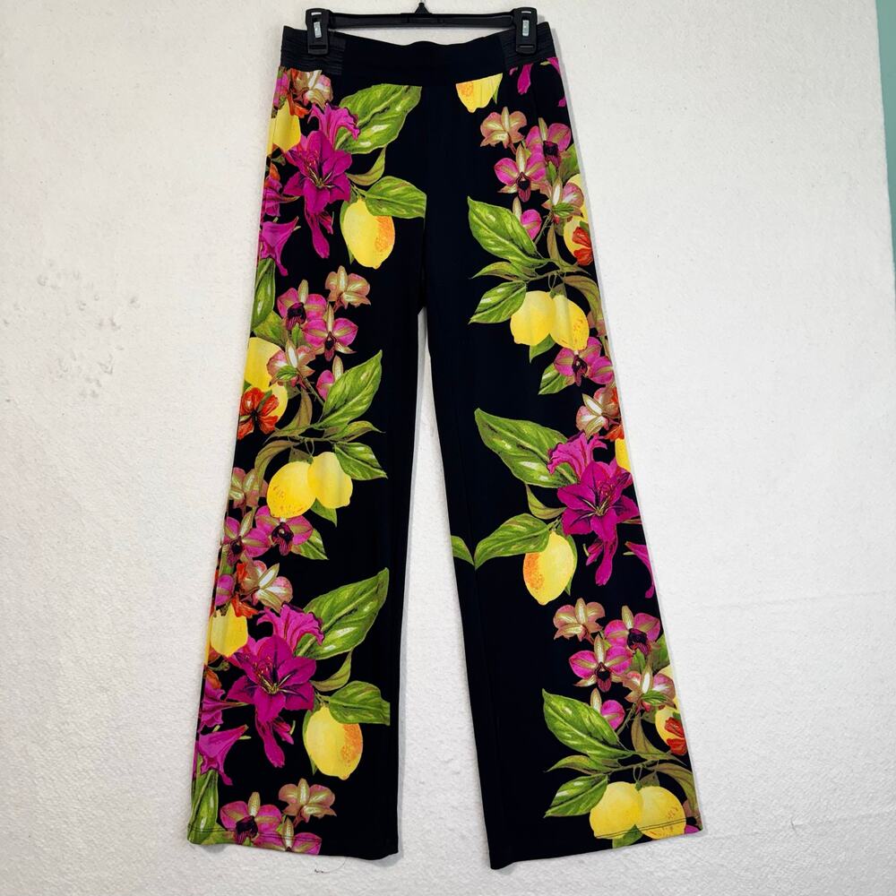 INC Tropical Floral Lemon Print High-Rise Wide-Leg Pants Swimsuit Cover Small